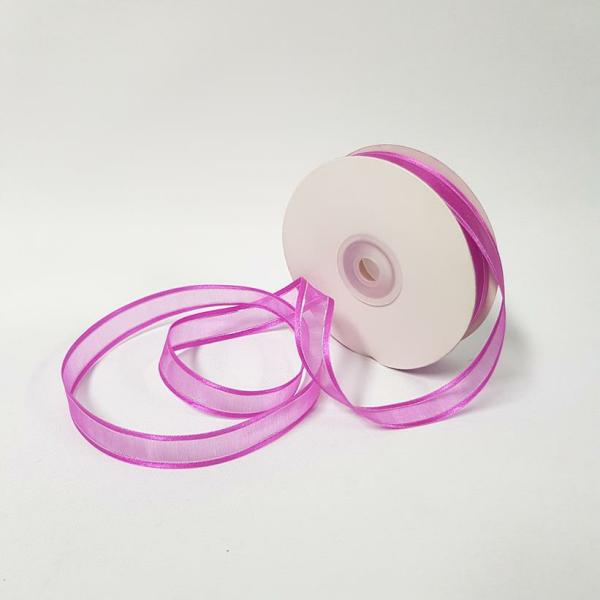 Ribbons Silver Thread | Organza Satin Edge Ribbon Silver Thread 15Mm Fuchsia Ribbons Ribbons Silver Thread