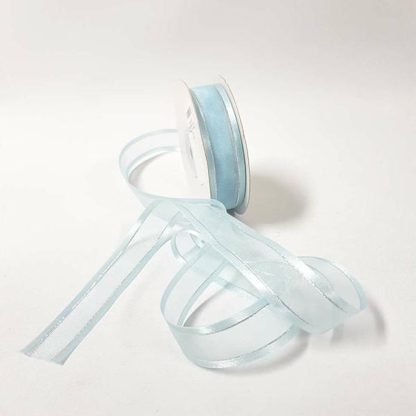 Ribbons Silver Thread | Organza Satin Edge Ribbon Silver Thread 22Mm Baby Blue Ribbons Ribbons Silver Thread